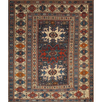 Kazak Collection Hand-Knotted Lamb's Wool Area Rug, 3'7"x4'1"