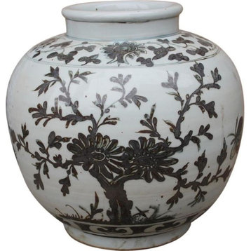 Jar Vase Yuan Dynasty Flower Floral Open Top White Blue Colors May