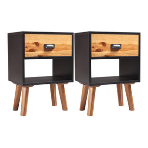 Vidaxl Solid Acacia Wood Bedside Cabinets 40x30x58 Cm Set Of 2 Midcentury Nightstands And Bedside Tables By Vidaxl