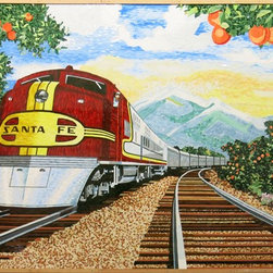 Santa Fe Locomotive- Finished Product - Outdoor Wall Art