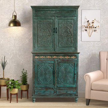 Bold & Moody Farmhouse Vibes: Antique Armoires and Rustic Charm