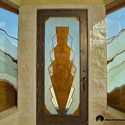 coyote glass design - Art Deco-Southwest Door - Front Doors