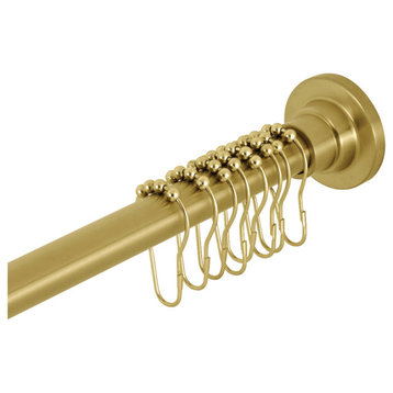 Kingston Brass SCC311 Adjustable Shower Rod and Shower Ring Set - Brushed Brass