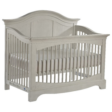 Pemberly Row Forever Transitional Acacia Wood Crib in Vintage White