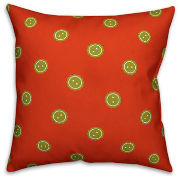 Orange Button Pattern Throw Pillow, 20"x20"