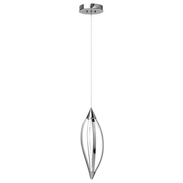Led Pendant, With Swooped Arms, Polished Chrome