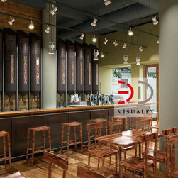 Cafe Brazilia 3D Interior Rendering - Corbels