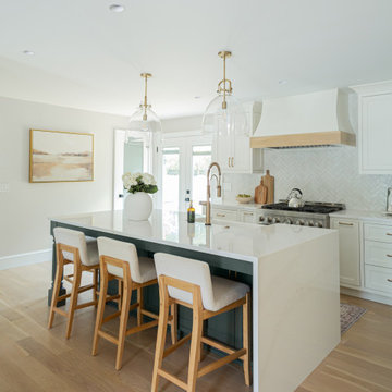 PEACHTREE CORNERS - White kitchen with Green island