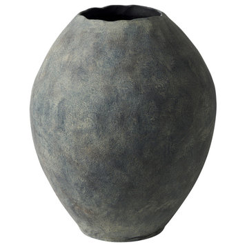 Gobi 20Lx23H Small Gray Ceramic Oval Vase