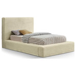 Meridian Furniture - Dexter Upholstered Bed, Cream, Twin, Corduroy Fabric - When a bedroom rehab is on your "to do" list, this Dexter cream corduroy fabric twin bed is a great jumping-off point. Designed to give your bedroom a fresh new face fast, this twin size bed is upholstered in soft cream furry textured corduroy fabric in a homage of sorts to the timelessly iconic material that's part of your coziest fall wardrobe. The contemporary design of the bed features channel tufting for textural appeal, and the high headboard adds a dramatic vibe whether in the master suite or guest bedroom.
