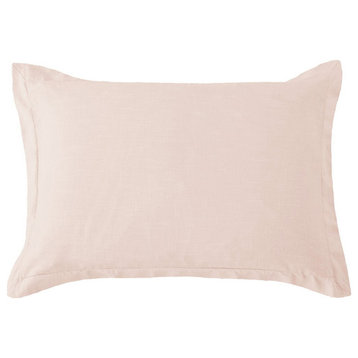 Hera Washed Linen Tailored Pillow Sham, 1PC, Blush, King