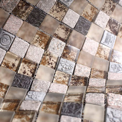 Glossy and Matte Beige Rock Square Stones Porcelain Mosaic Tiles - Home Accessories & Decor