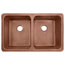 Renzan Farmhouse Apron-Front Handmade 36" Double Bowl Sink, Antique Copper