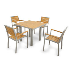 Polywood - Ivy Terrace Loft 5-Piece Dining Set, Textured Silver/Plastique - Outdoor Dining Sets
