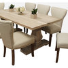 Benedict 9-Piece Dining Set With 81" Dining Table & 8 Ivory Linen Chairs