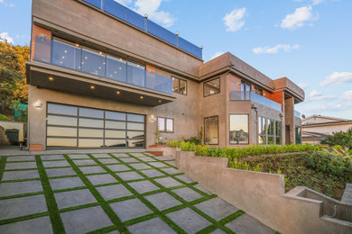 Minimalist multicolored two-story exterior home photo in Other