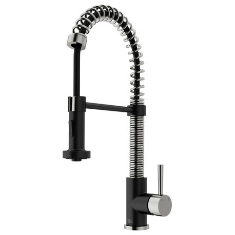 VIGO Edison 19" H Single Handle Pull-Down Sprayer Kitchen Faucet, Stainless Steel/Matte Black, No Sensor, Without Extras