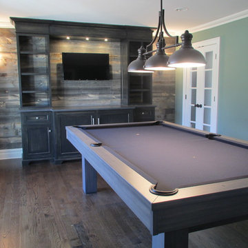 Custom Game Room with Built-In Entertainment Wall and Pool Table