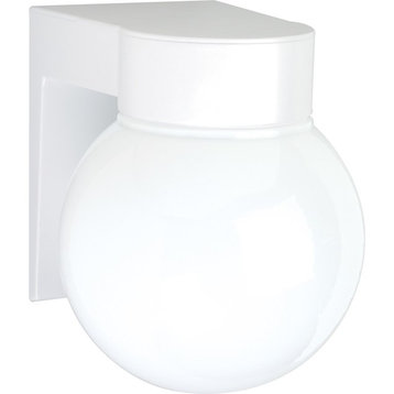 Nuvo Lighting 1-Light 8" Utility, Wall Mount With White Glass, White, SF77-531