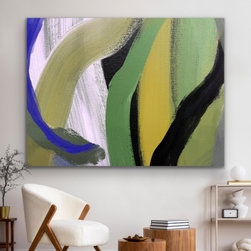 Preethi Arts - 60x40 inches Handmade Contemporary Art Large Modern Painting Green Black - Paintings