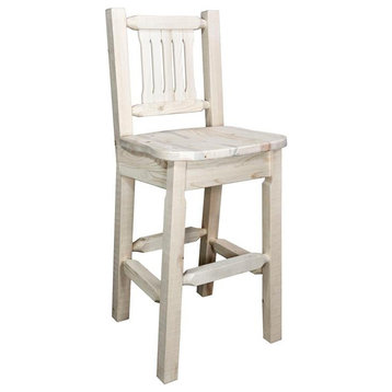 Montana Woodworks Homestead 30" Ergonomic Wood Barstool with Back in Natural