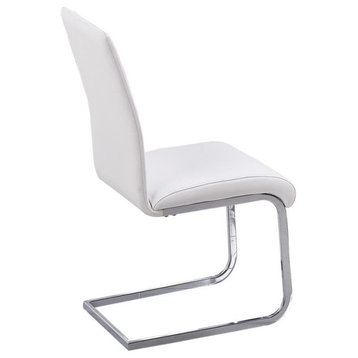 Best Master Alison Faux Leather Chrome Dining Side Chair in White (Set of 2)