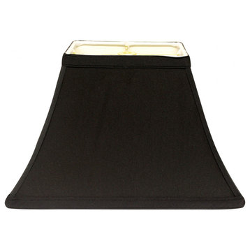 16" Black with White Lining Rectangle Bell Shantung Lampshade