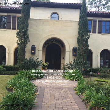 Sheryl's Extra Large Flush Mount Natural Gas Lanterns with Dark Patina Finish