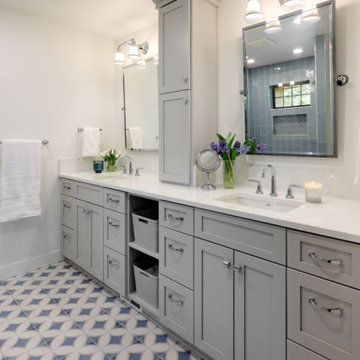 Blue Grey Transitional Bathroom