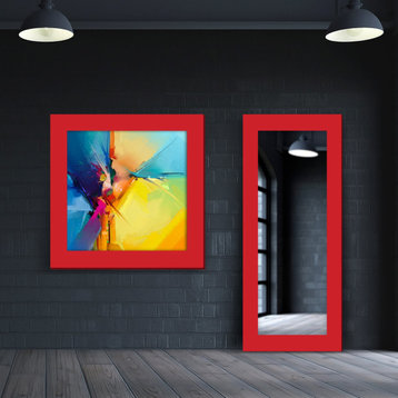 Grandeur Spotlight Mirror And Wall/Floor Art Set, Italian Red, WM05003