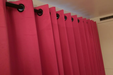 Pink Curtains with Black eyelets
