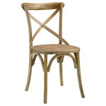 Lexmod - Gear Dining Side Chair, Natural - Evoke rustic remembrances as you sip a leisurely tea or hearty breakfast. With an open wooden backrest and tapered legs, the chair provides that country charm without compromising on modernity. The chair comes fully assembled and is a pleasant addition to country cottages, rustic environs, or any urban dweller in search of a respite.