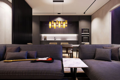 Example of a minimalist living room design in New York