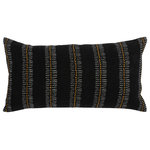 Classic Home - Gabby 14x26 Throw Pillow, Black - Elevate the look and feel of your room with this linen pillow featuring delicate texture in rich, dramatic hues. Ideal for a master bedroom or living room, this pillow includes hand embellishments for a unique, artisanal look.
