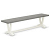 V-Style 15X72, Dining Bench With Wirebrushed Linen White Leg And Cement Top