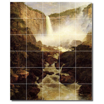 Frederic Church Waterfalls Painting Ceramic Tile Mural #18, 21.25"x25.5"