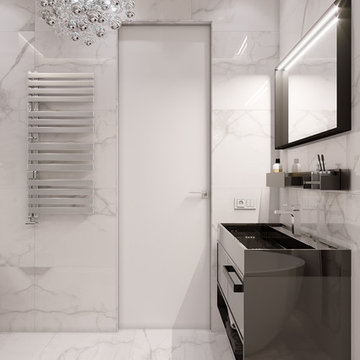 Monochrome eclectic bathroom