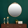 30"x31.5" Ornate Round Wall Mirror, Gold
