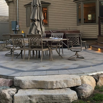 Rose Outdoor Living Space Raised Paver Patio & Trex Deck