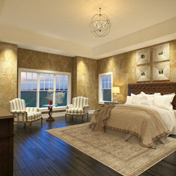 Luxury Traditional Bedroom 3D Rendering