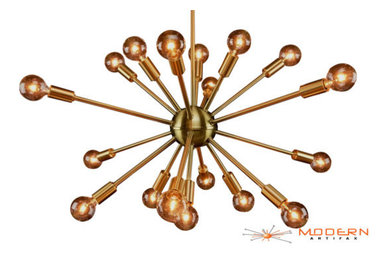 Brushed Brass Sputnik Chandelier