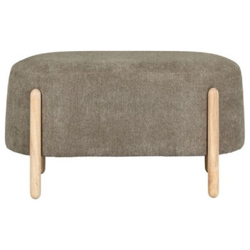 Scandinavian Upholstered Bench, Wooden Legs With Thick Cushioned Seat, Gray