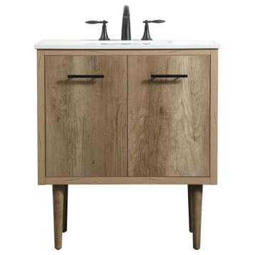 30" Single Bathroom Vanity, Natural Oak, Vf48030Nt