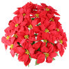 24 Stems Faux Velvet Poinsettia Christmas Bush, Red