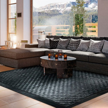 Woven Leather Rugs - Black & Dark Brown