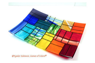 Decorative Fused Glass Plate "A Gentle Color Mix", Multi-Color