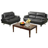 2 pc Alice modern style black bonded leather upholstered sofa and love seat set