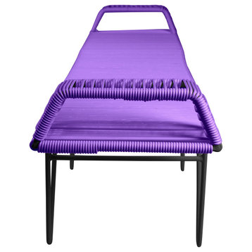 Pelopin Indoor/Outdoor Handmade Bench, Purple Weave, Black Frame