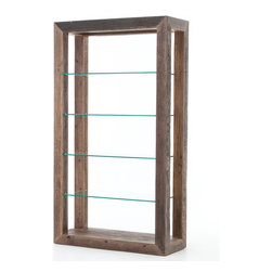Beam Reclaimed Wood and Glass Tall Bookcase - Bookcases
