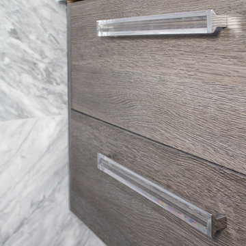 Transitional Marble Guest Bathroom: Decorative Lucite Vanity Hardware